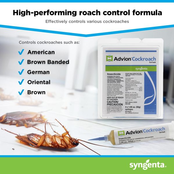 Advion Cockroach Gel Bait, 4 Tubes x 30-Grams, 1 Plunger and 2 Tips, German Roach Insect Pest Control, Indoor and Outdoor Use, Roach Killer Gel for American, German and Other Major Cockroach Species - Image 5