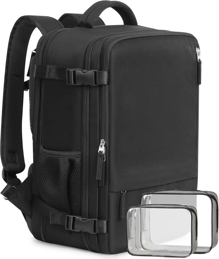 Travel Backpack for Men Women, Large Carry On Backpack, Personal Item Bag Airline Approved, 17 inch Laptop Backpack, Business Work Gym Weekender Bag, Black