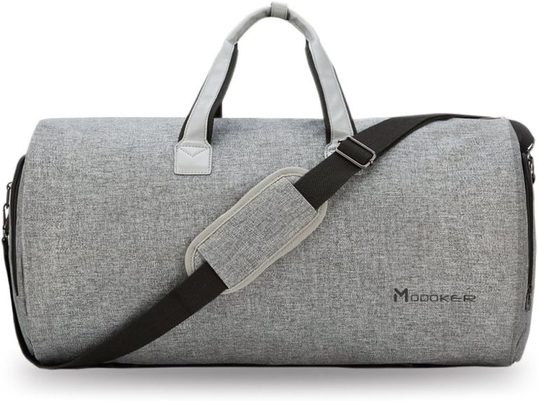 Convertible Garment Bag with Shoulder Strap, Carry on Garment Duffel Bag for Men Women – 2 in 1 Hanging Suitcase Suit Travel Bags (Grey)